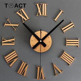 Wall Clock Large Size Wall Clocks Modern Design Sticker 3D DIY Big Watch Luxury For Living Room Home Decor Roman Numerals New Y200110