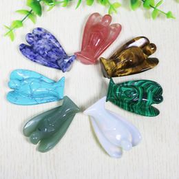 Charms Natural Chakra Stones Carved Angel stone beads 50mm Cute Guardian Angel Wing Figurine for Family 2pcs/lot wholesale