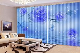 Wholesale Curtain For Living Room Fantasy Purple Rose Decorative Interior Beautiful Blackout Curtains