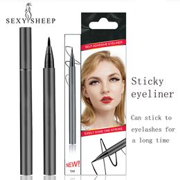 Samoprzylepny płynny eyeliner ołówek makijaż do oczu nie klej czarny oko liniowiec długopis oczy kosmetyki