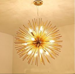 Nordic Artistic LED Aluminium Dandelion Chandelier Golden Hanging Lamps Decorative Fixture Lighting Led Home Lights MYY
