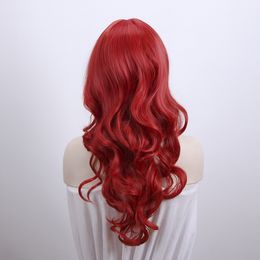 Long Synthetic Wigs Ombre red High Density Heat Resistant Wavy Wig For Black/White Women Cosplay/Party hair wigs 24inch