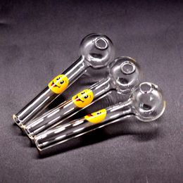 4 Inch Funny Hand Pyrex Glass Oil Burner Smoking Pipes With Smile Logo Tobacco Accessories Hookah Pipe GD15