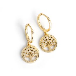 Wholesale-925 sterling silver earring hoop for women fashion pure silver earrings rhinestone tree