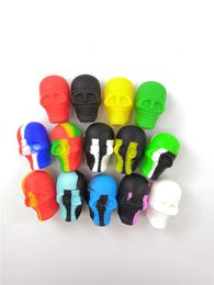 3pcs/lot 15ml skull containers assorted Colour small silicone bho container for wax dabs herb concentrate oil extract