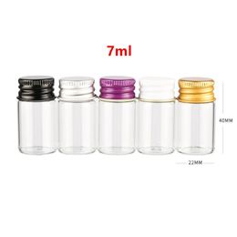 7ml Mini Clear Glass Vials with Aluminum Screw Cap (22*40mm )Essential Oil Sample Bottles Fast Shipping F2378
