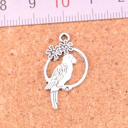 100pcs Charms bird parrot birdcage Antique Silver Plated Pendants Making DIY Handmade Tibetan Silver Jewelry 14*28mm