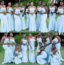 Mermaid African Sexy Bridesmaid Dresses Spaghetti Strap Satin Maid of Honor Gowns Wedding Guest Dress Robes De Demoiselle D'honneur moiselle
