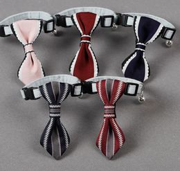 pet Collar Bow Tie Adjustable Soft Puppy Collars Pet Collars with Bells Gentleman Tie Necklace Collar for Pet bell Tie Collar KKA7692