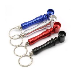 Newest Aluminium Alloy Keychain Portable Innovative Design Mini Smoking Tube Detachable Pipe For Tobacco High Quality Hot Cake DHL Free