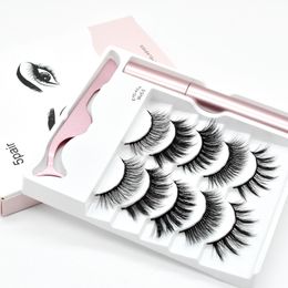 20 Conjunto 5 pares Magnetic Falseyhashes Set Dyeliner Eyeliner + Tweezers +5 Cílios magnéticos mistos Drop Drop Ship 1set