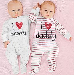 INS high end Baby Brand Clothes I love Mummy Romper Cotton Newborn Cute Baby Girls Boy Spring Autumn Romper Kids Designer Infant Jumpsuits