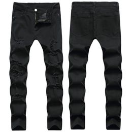 Men's Jeans Mens Fashion Style Men Hole Distrressed Slim Fit Denim Casual Male Biker Asian Size