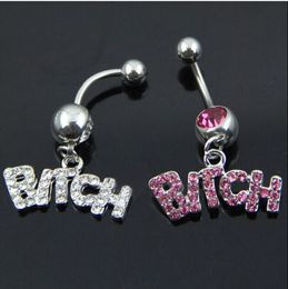 Stainless Steel Sexy B I T C H Letter Dangle Navel Belly Button Ring Body Piercing