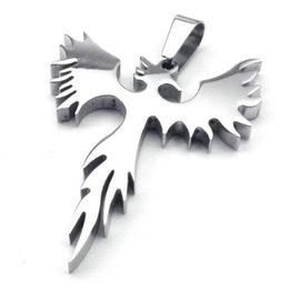 Stainless Steel Phoenix Bird Firebird Pendant Biker Mens Necklace 24 inch Chain