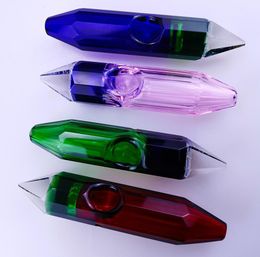 Latest Colourful Pyrex Diamond Crystal Glass Handmade Handpipe Smoking Tube Bong Portable Innovative Design Herb Tobacco Holder DHL Free