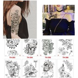 2019 neue Body Art Wasserdicht Temporäre Tattoo Aufkleber Blumen Design Gefälschte Tattoo Flash Tattoo Aufkleber Hand Fuß Hals Make-Up Für Frauen Männer