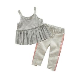 Girls kids designer Clothing Sets 2018 Summer Kids Girls Clothes Sleeveless Tops+Pants 2PCS Outfits Sets Children Girl Sport Costumes