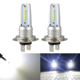 2X H7 3030 LED Headlight High Low Beam Bulb Kit 6000K White 55W 6000LM Fog Light