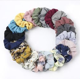 Scrunchies Hairbands Floral Large Intestine Hair Ties Ropes Elastic Ponytail Bands Women Headdress Girls Fashion Hair Accessories DW4947