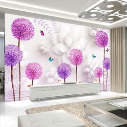dropship art UK - Dropship Custom 3D Photo Wallpaper Modern Fashion Pink Dandelion Romantic Flower Art Living Room TV Background Decor Wall Painting Paper
