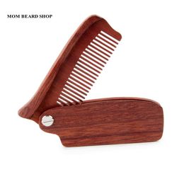 Men Folding Beard Comb Wooden Massage Hair Brush Comb Folding For Beard Hair Styling Tool Long Handle Fine Tooth Wood 1PCS