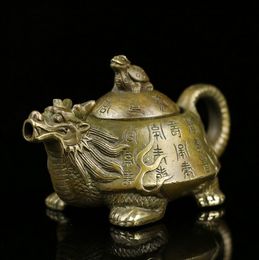 Dragon Turtle Pot Pure Copper Shou Turtle Pot Antique Old Copper Pure Copper Pot Crafts Decoration