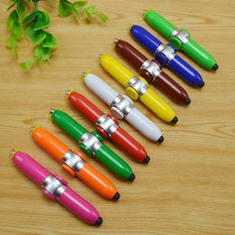 100pcs/lot 4 in 1 Multi-functional Led flashlight ballpoint pen Touch capacitive stylus ballpen Fidget Spinner Torch