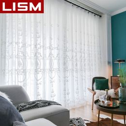 Embroidered White Sheer Curtains Window Tulle Curtains For Living Room Bedroom Kitchen Voile Curtains Fabric Drapes For