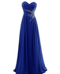 Long Maid Of Honor Dress 2019 Bridesmaid Dresses Cheap Custom Made Sweetheart Chiffon Formal Party Gowns With Waist Beadings