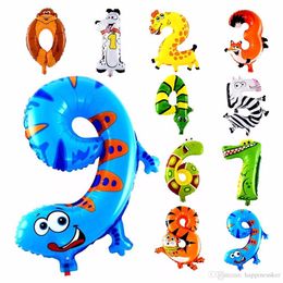 100pcs/lot 16 inch Animal Arabic numerals Balloon Cartoon Foil Balloons for Birthday Wedding Party Decoration Kid Toys