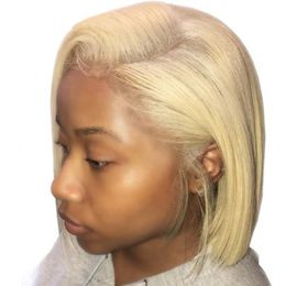 Bob Wigs Blonde Straight Lace Front Wigs 613 Malaysian Remy Human Hair for Women 8-16 inches