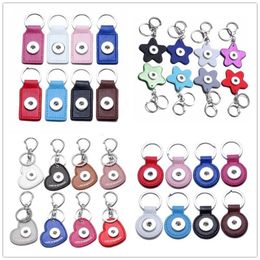 PU Leather Heart Star Keyring Noosa Chunks 18mm Snap Button Key Chains Keys Ring Jewellery