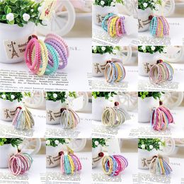 Hot Baby Girls Candy Colour Elastic Hair Ring Children Rubber Band Hairband Scrunchies Spring Kids Hair Rope Hair Accessories 10PCS/Set E3605