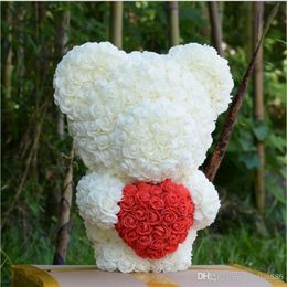 Valentine's Romantice Artificial Rose Stand Loving Bear PE Rose Gift For Wedding Party Creative DIY Valentine Gift PE Rose Doll ALFF