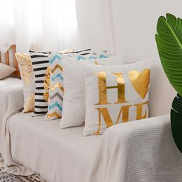 45x45cm Superior Quality Pillow Case Gold Foil Printing Pillow Case Sofa Waist Throw Cushion Cover Home Decor