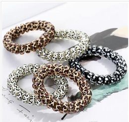 Leopard Hair Bands Spiral Shape Hair Ties Telephone Wire Gum Rubber Hairband Ponytail Hair Rope Children Headwear Accessories 3 Colours