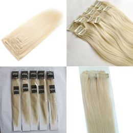 epacket silk straight brazilian nonremy hair platinum blonde Colour 60 human hair clip in extensions 70 Gramme 12 to 24 inch