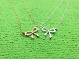 1 small bow-knot charm pendant Necklace New Korea Super Sweet Bow Cute Girl Simple Clavicle Beautiful Lucky woman mother men's family gifts Jewellery