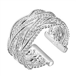 Epacket DHL Plated sterling silver Small mesh ring DHSR23 US size open Adjustable; unisex 925 silver plate Band Rings Jewellery