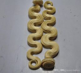 brazilian body wave human hair weaves double wefts 100g pc 613 russian blonde Colour 4pcs lot free