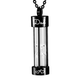 Personalised Engraved black Hourglass Urn Pendant Cremation Jewellery Urn Necklaces Memorial Ashes for Women Free Fill kit