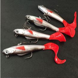 10cm 9.5g Lead Lures Soft Bait Artificial Silicone Fish Lure With Red Tail for Freshwater and Saltwater Bass Trout Salmon Walleye DH0018