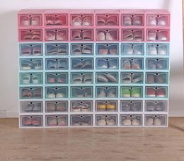 New Transparent plastic shoe storage box Japanese shoe box Thickened flip drawer box shoe storage organizer DHL LX7196
