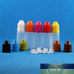 100 Sets 10ml 1/3 OZ Plastic Dropper Bottles with CHILD caps Liquids Vapor Juice OIL 10 ml