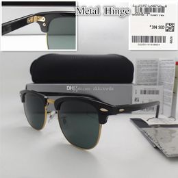 High quality Glass lens 51MM Brand Designer Fashion Men Women Plank frame Coating Sunglasses Sport Vintage Sun glasses With box