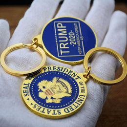 Trump Metal Commemorative Coins Keyring Keychain Military Challenge Badge Key Chain Gifts