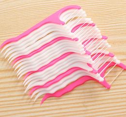 25pcs/Bag Plastic Dental Toothpick Cotton Floss Toothpick Stick For Oral Health Table Kitchen Bar Accessories Tool Opp Bag Pack SN2325