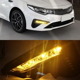 1 Pair LED Daytime Running Lights DRL With Yellow Turn Signal Front Fog Light For Kia Optima K5 2019 2020