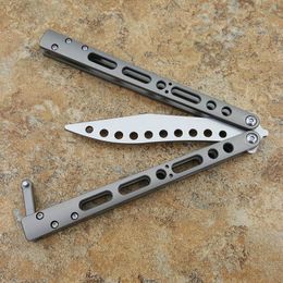 EX-10 Titanium handle Bushing system butterfly trainer training knife not sharp Crafts Martial arts Collection knives xmas gift